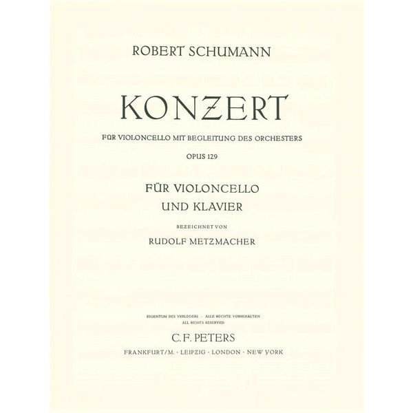Edition Peters Schumann Cellokonzert a-moll
