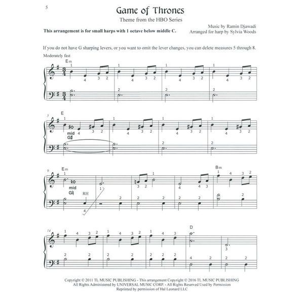 Hal Leonard Game of Thrones Harfe