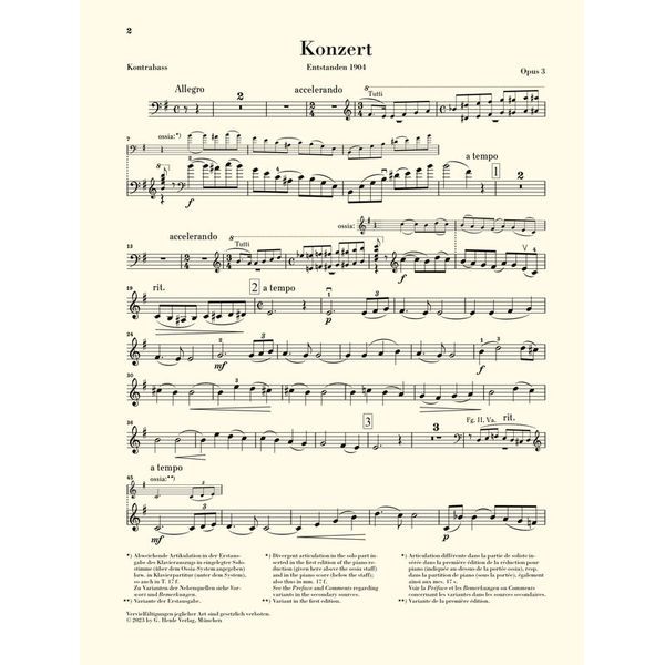 Henle Verlag Koussevitzky Kontrabasskonzert