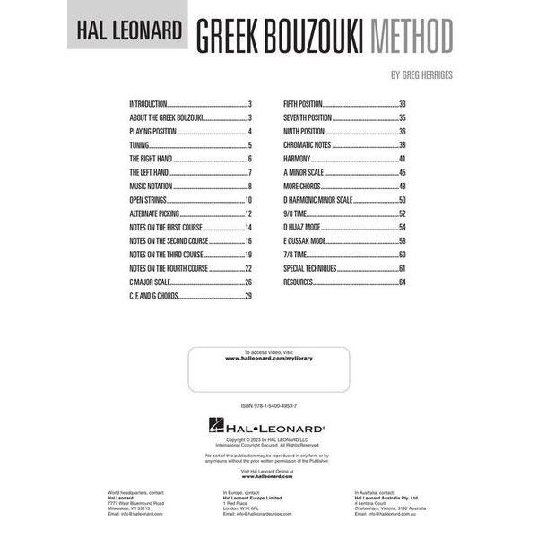 Hal Leonard Greek Bouzouki Method