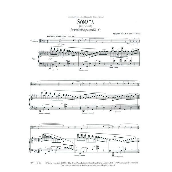 Editions Bim Sulek Sonata Trombone