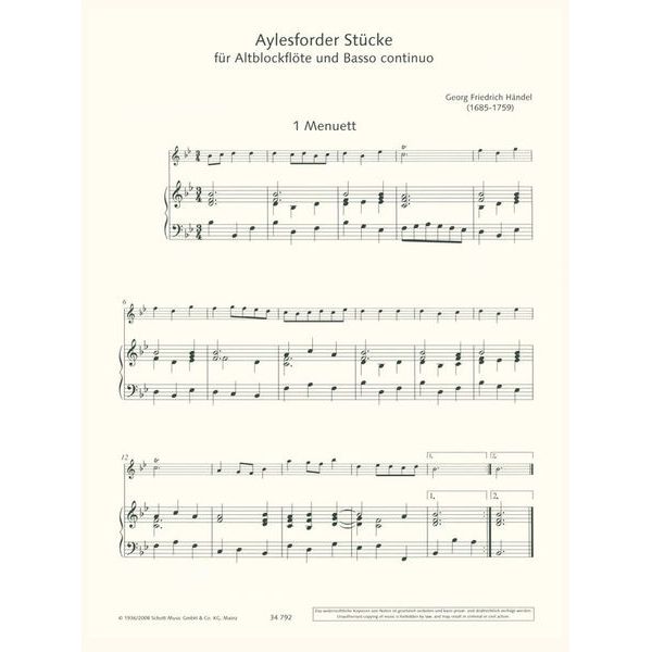 Schott Händel Aylesforder Stücke