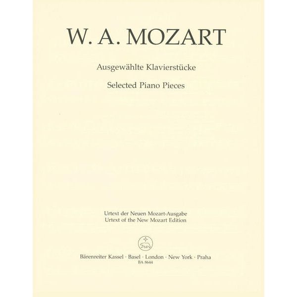Bärenreiter Mozart Ausgewählte Klavier