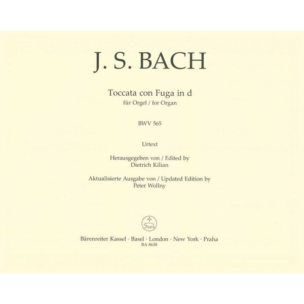 Bärenreiter Bach Toccata con Fuga BWV 565