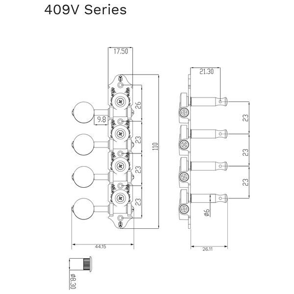 Grover 409VN Mandolinen Mechaniken