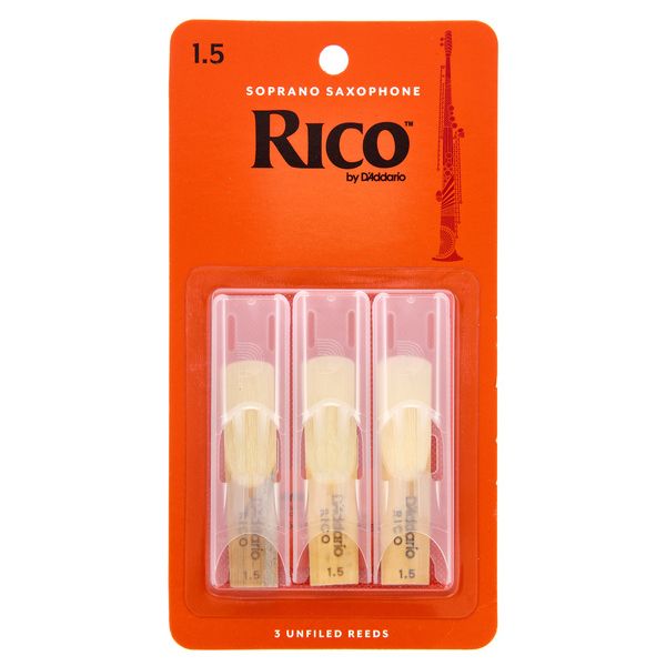 DAddario Woodwinds Rico Soprano Sax 1.5 3-Pack