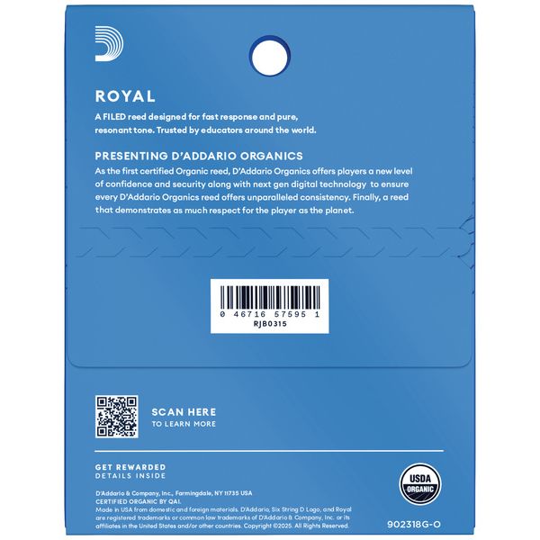 DAddario Woodwinds Royal Alto Sax 1.5 3-Pack