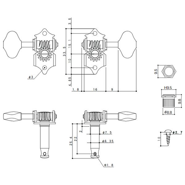 Gotoh SE770-06M 3L/3R N Tuners