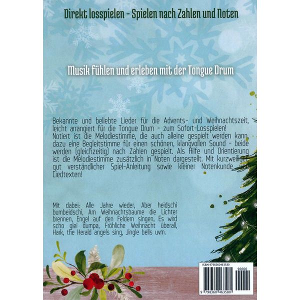 Tongue Drum Songbook: Merry Christmas - Muziekboek Voor Handtrommel | Kerstliedjes