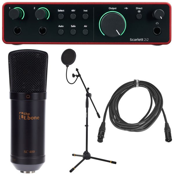 Rode NT1-A Microphone Package with Scarlett 2i2 (2nd Gen) Pro Tools  Recording Interface, Audio-Technica Headphones, & Mic Stand