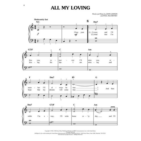 Hal Leonard Pop Songs In Easy Keys Piano