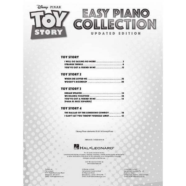 Hal Leonard Toy Story Easy Piano