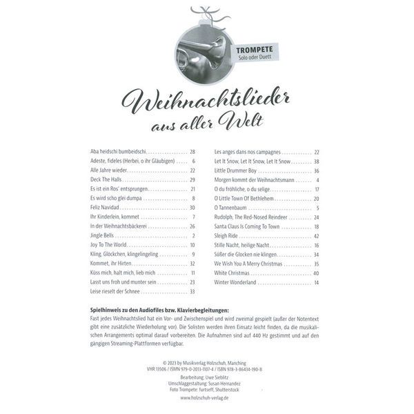 Holzschuh Verlag Weihnachtslieder Trumpet