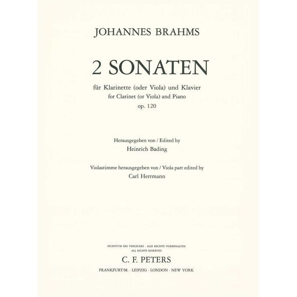 Edition Peters Brahms 2 Klarinettensonaten