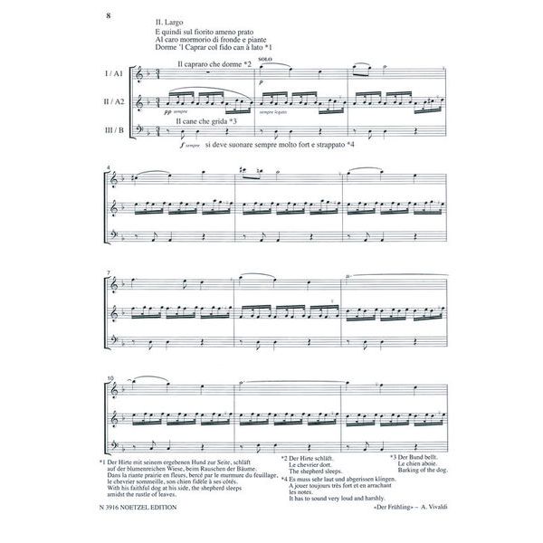 Heinrichshofen Verlag Vivaldi Frühling 3 Blockflöten