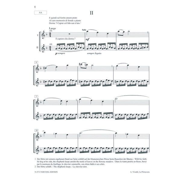 Heinrichshofen Verlag Vivaldi Frühling 2 Blockflöten