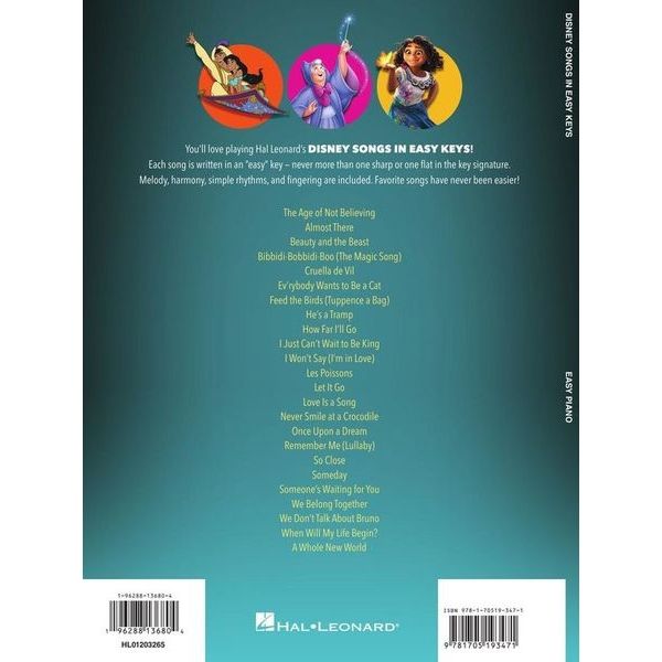 Hal Leonard Disney Songs in Easy Keys