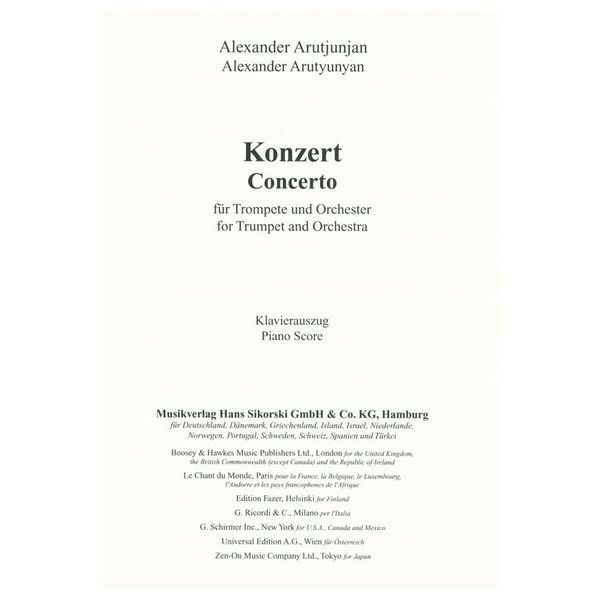 Sikorski Musikverlage Arutjunjan Concerto Trumpet
