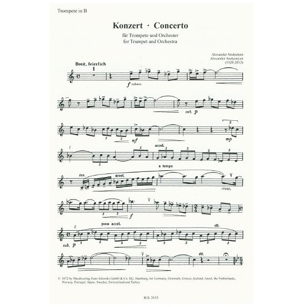 Sikorski Musikverlage Arutjunjan Concerto Trumpet
