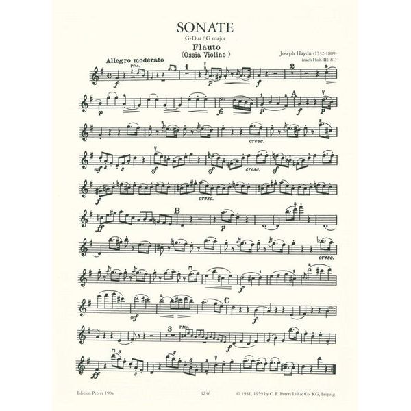 Edition Peters Haydn Flötensonate G-Dur