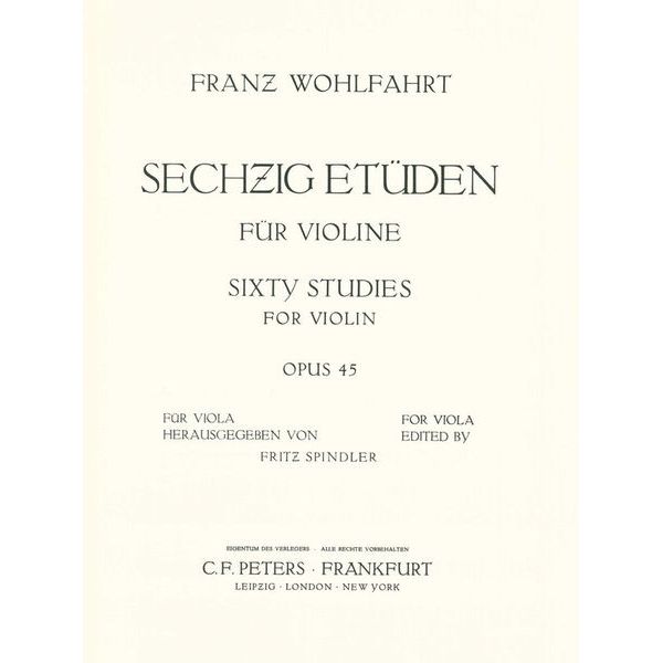 Edition Peters Wohlfahrt 60 Etüden Viola