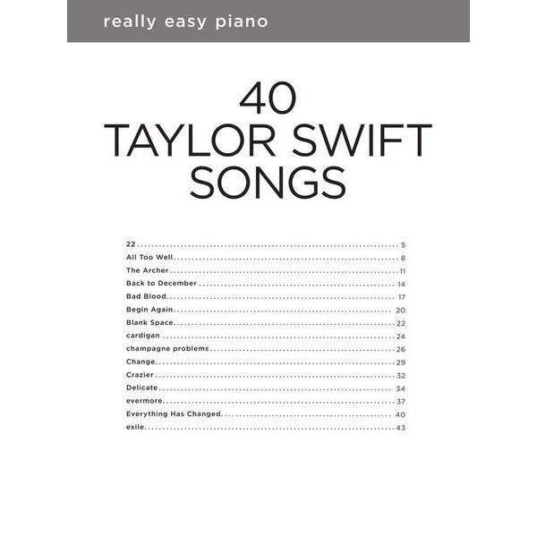 Hal Leonard Really Easy Piano Taylor Swift