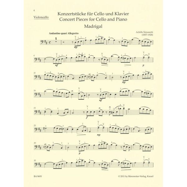 Bärenreiter Konzertstücke Cello