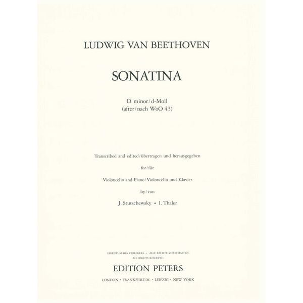 Edition Peters Beethoven Sonatine d-mollCello