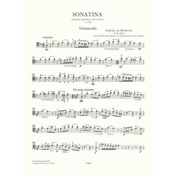 Edition Peters Beethoven Sonatine d-mollCello
