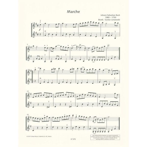 Schott Bach Kleine Stücke 2 Violinen