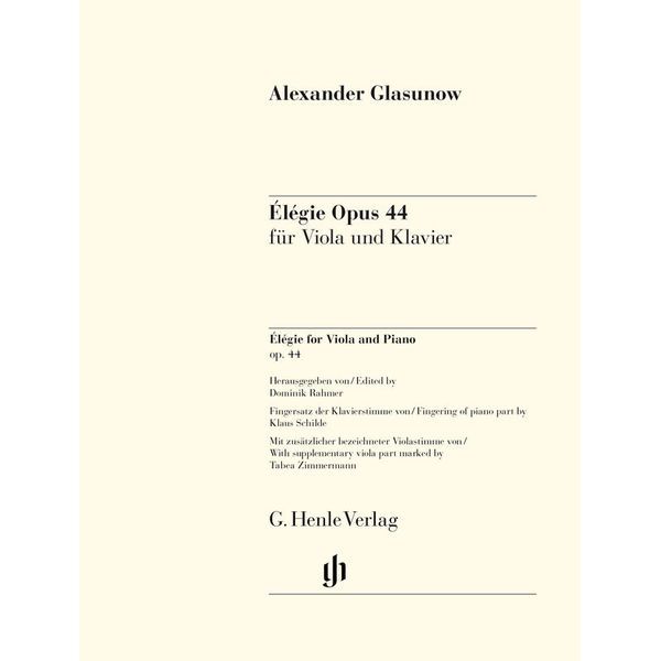Henle Verlag Glasunow Elegie op.44 Viola