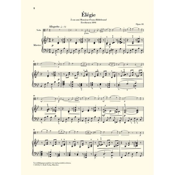 Henle Verlag Glasunow Elegie op.44 Viola