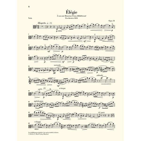Henle Verlag Glasunow Elegie op.44 Viola