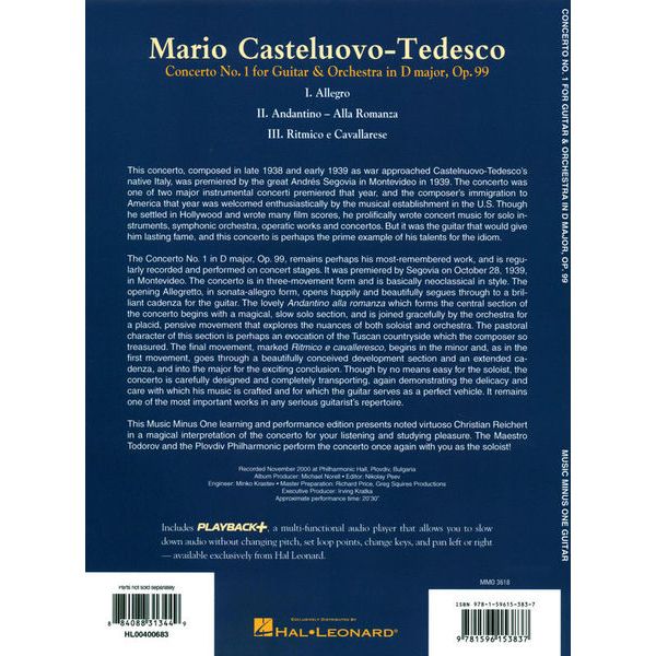 Music Minus One Castelnuovo-Tedesco Concerto