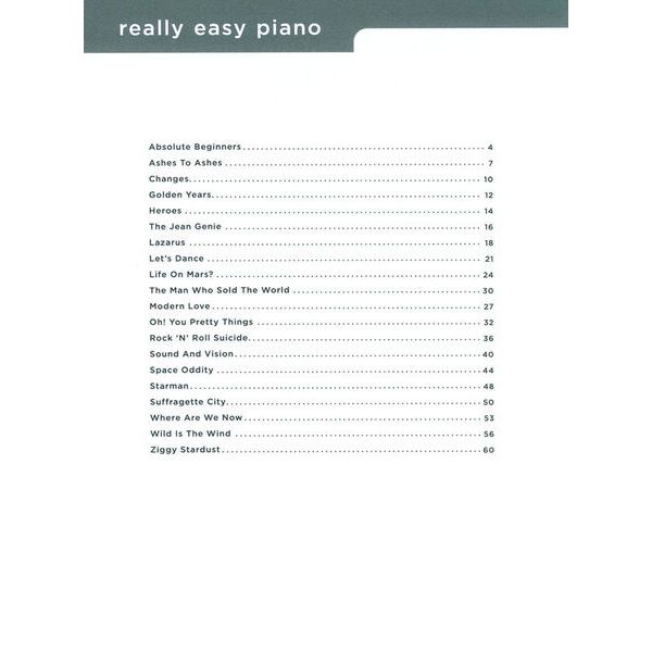 Wise Publications Really Easy Piano David Bowie