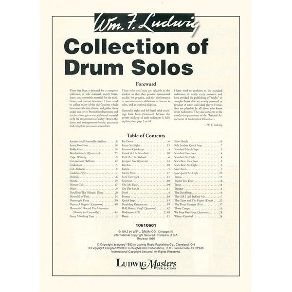 Ludwig Masters Publications Collection of Drum Solos