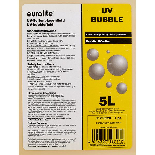 Eurolite UV Bubble Fluid 5l yellow