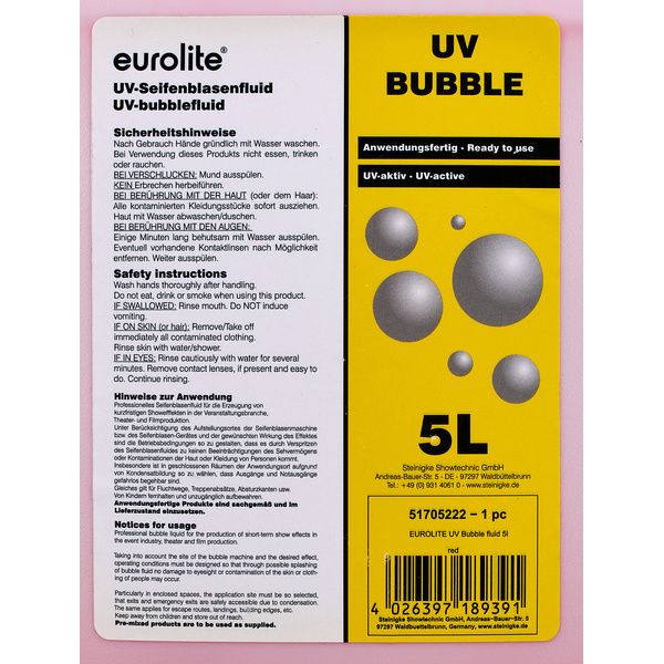 Eurolite UV Bubble Fluid 5l red