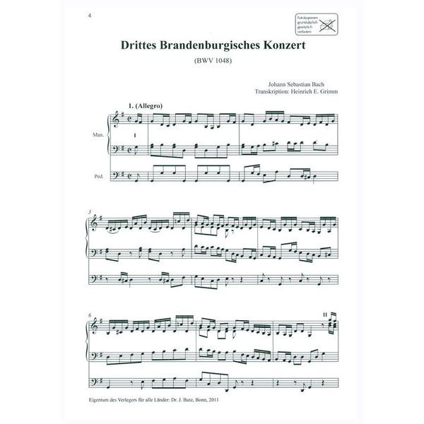 Dr. J. Butz Musikverlag Brandenburgisches Konzert 3