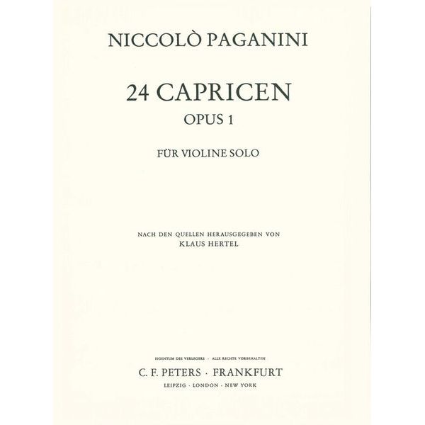 Edition Peters Paganini 24 Capricci Violin