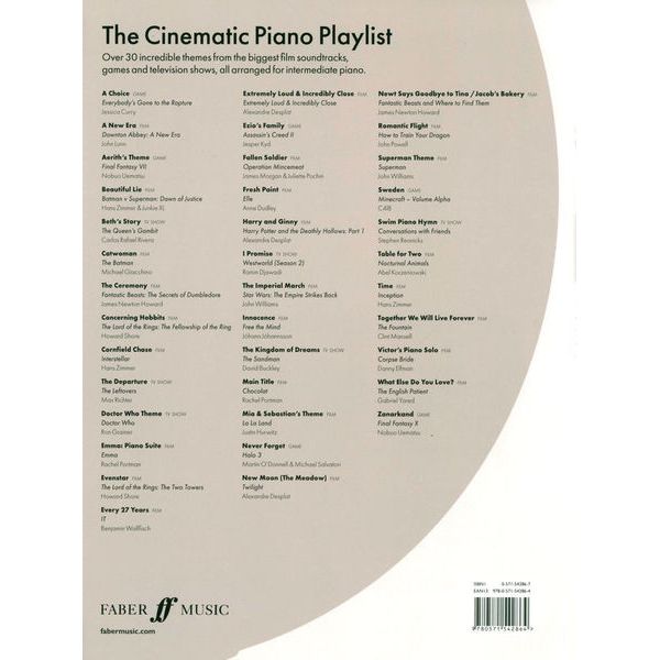 Faber Music The Cinematic Piano Playlist