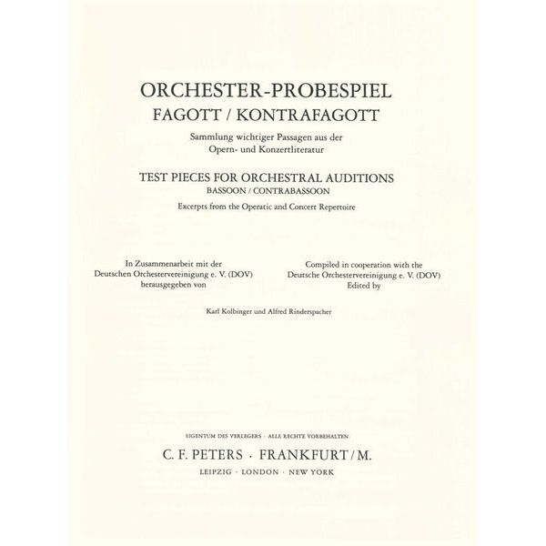 Edition Peters Orchester Probespiel Fagott