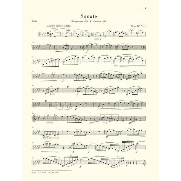 Henle Verlag Brahms 2 Sonaten Viola