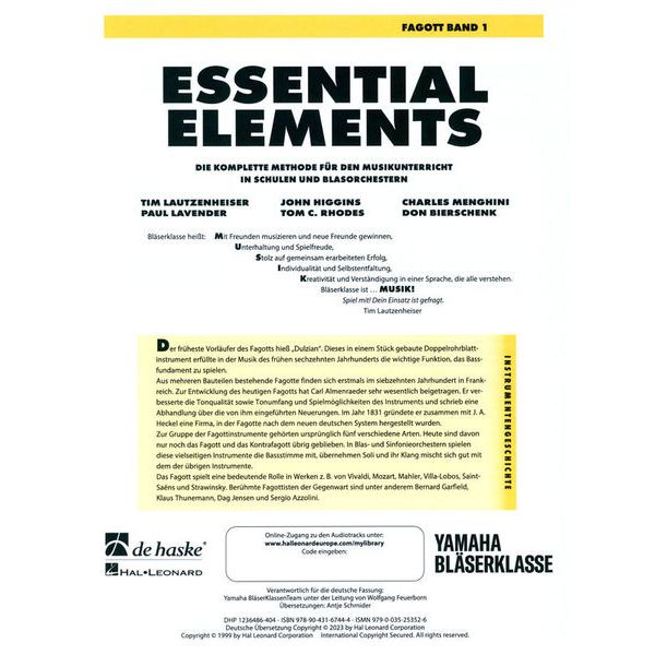 De Haske Essential Elements Bassoon 1