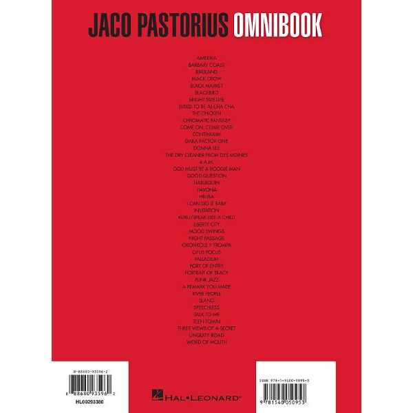 Hal Leonard Jaco Pastorius Omnibook