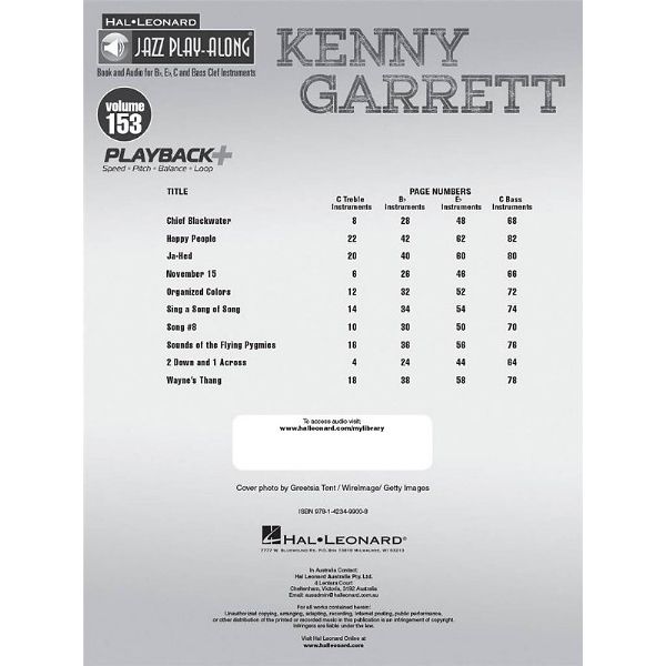 Hal Leonard Jazz Play-Along Kenny Garrett