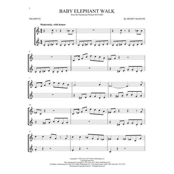 Hal Leonard Movie Songs For Two Trumpets
