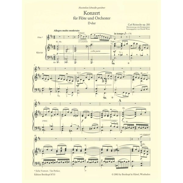 Breitkopf & Härtel Reinecke Concert D-Dur Flute