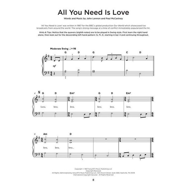 Hal Leonard Really Easy Piano Beatles