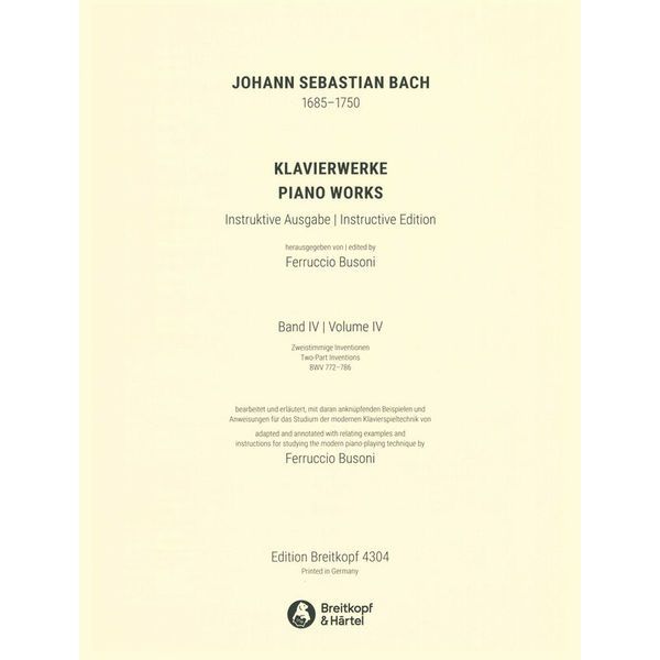 Breitkopf & Härtel Bach/Busoni Inventionen